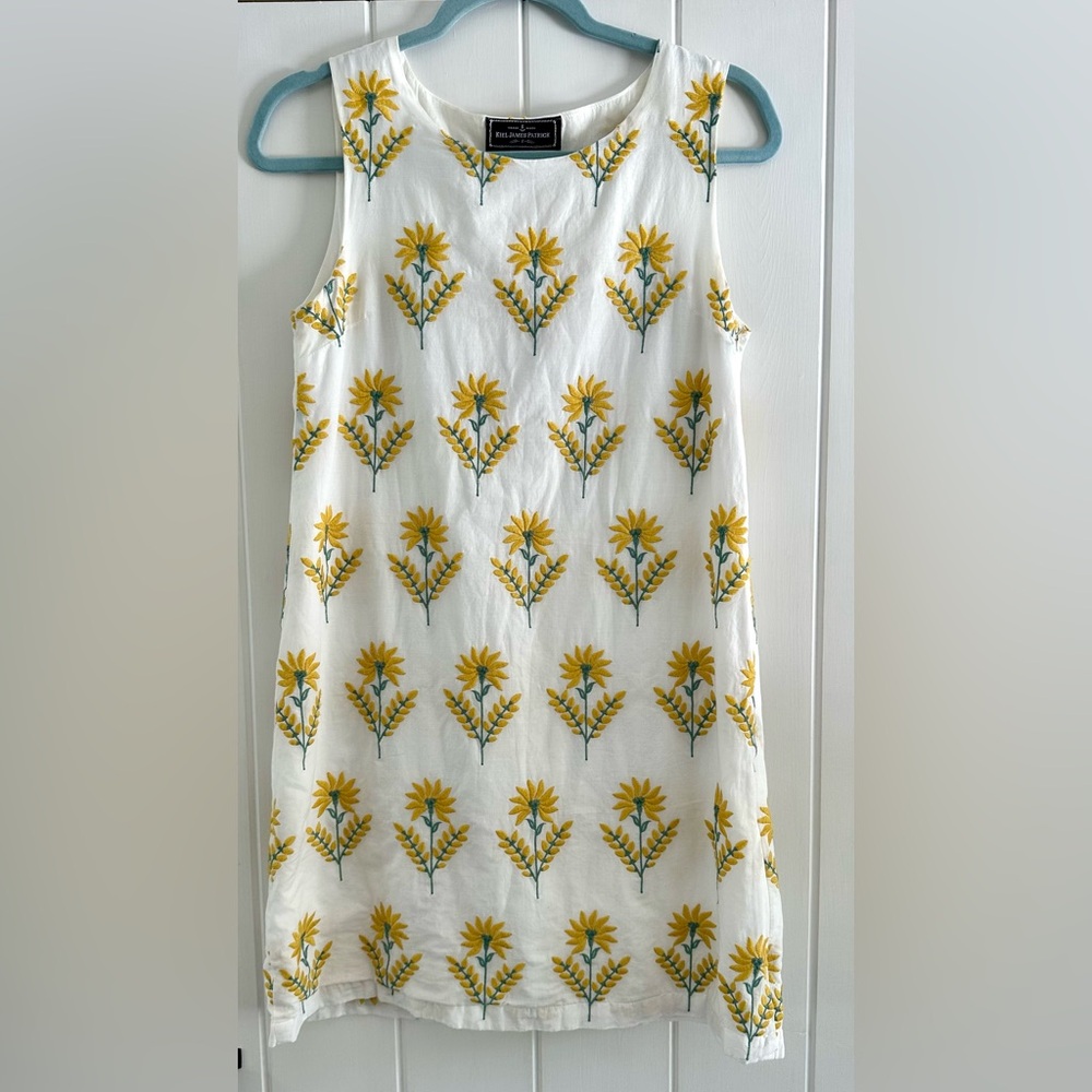 Kiel James Patrick White and Yellow Floral Shift Dress